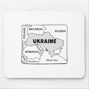 Hand-drawn Black Line Map Of Ukraine And Neighbori Mouse Mat