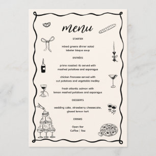 Hand Drawn Black That's Amore Bridal Shower Menu