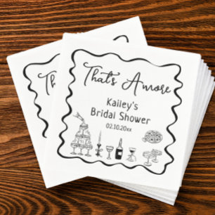 Hand Drawn Black Thats Amore Bridal Shower Napkin