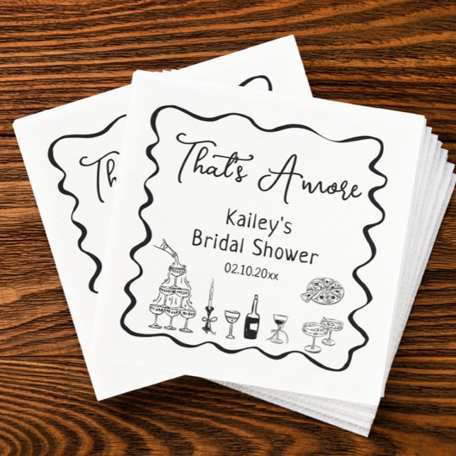 Hand Drawn Black Thats Amore Bridal Shower  Napkin (Creator Uploaded)