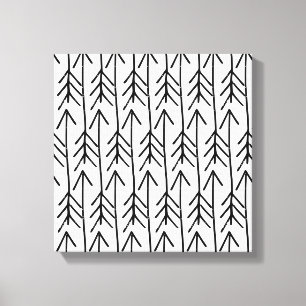 Hand-drawn Black White Geometrical Chevron Pattern Canvas Print