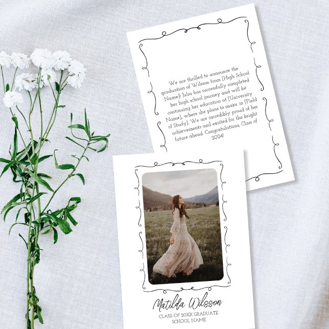 Hand Drawn Black & White Photo 2024 Graduation Announcement (Hand Drawn Black & White Photo 2024 Graduation Announcement)