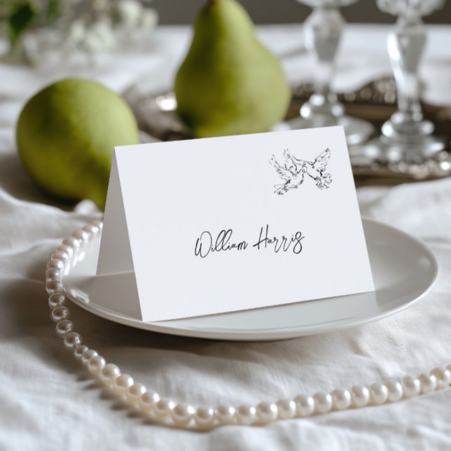 Hand Drawn Black & White Wedding Place Card (Hand Drawn Black & White Wedding Place Card)