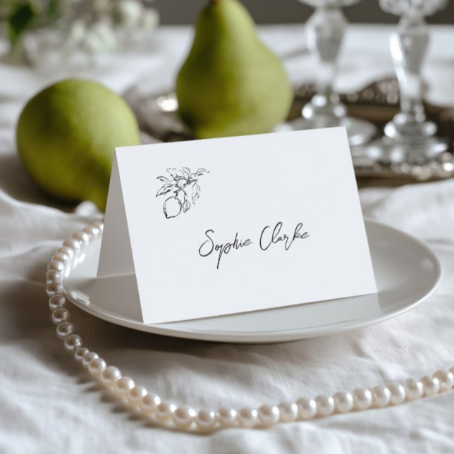 Hand Drawn Black & White Wedding Place Card (Hand Drawn Black & White Wedding Place Card)