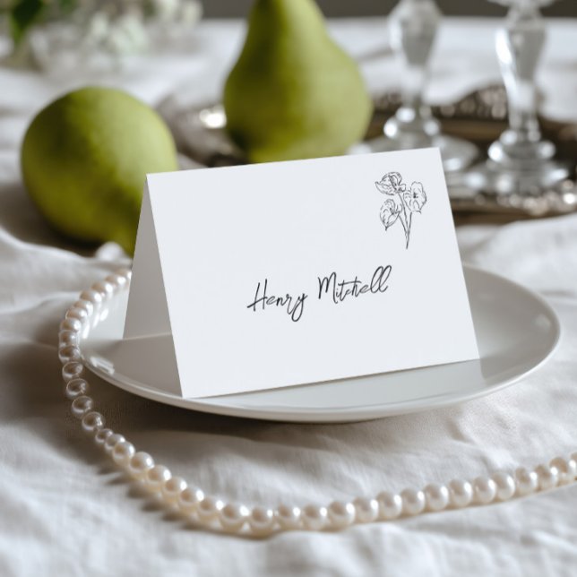 Hand Drawn Black & White Wedding Place Card (Hand Drawn Black & White Wedding Place Card)