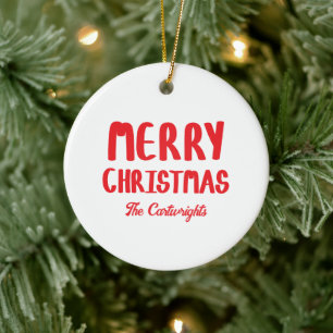 Hand-drawn Block Letters Merry Christmas Greeting Ceramic Tree Decoration