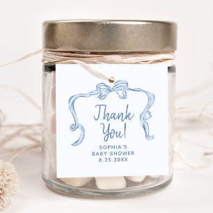Hand Drawn Blue Bow Boy Baby Shower Favour Tags