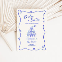 Hand Drawn Blue Champagne Tower Wedding
