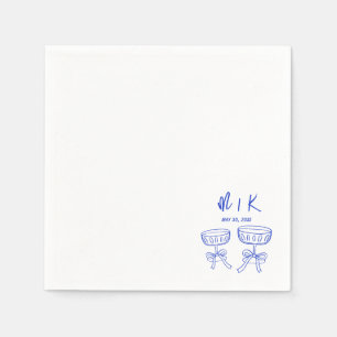 Hand Drawn Blue Cocktail Wedding Napkin