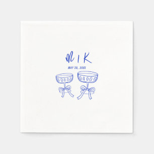 Hand Drawn Blue Cocktail Wedding  Napkin