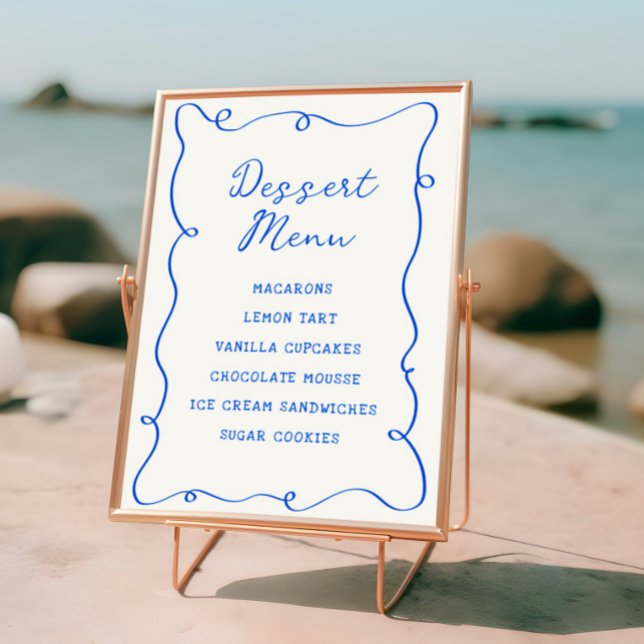 Hand Drawn Blue Frame Dessert Menu Poster (Creator Uploaded)