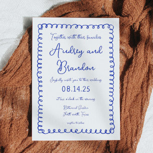 Hand Drawn Blue French Wedding Invitations