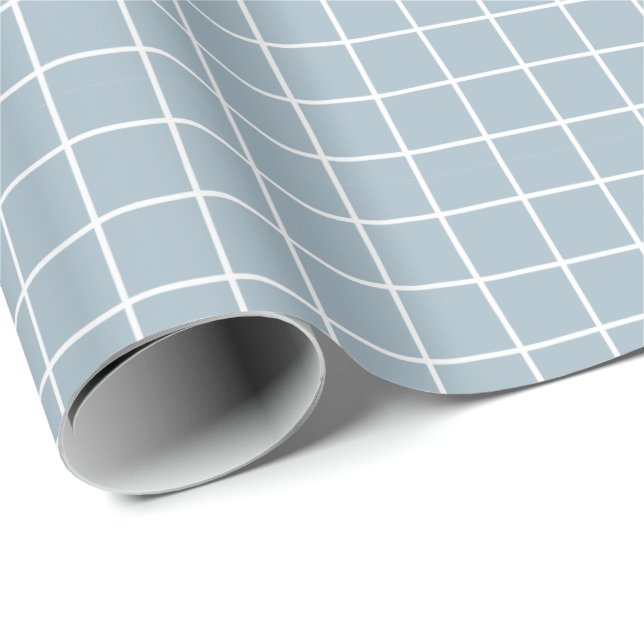 Hand Drawn Blue Grid Pattern Wrapping Paper (Roll Corner)