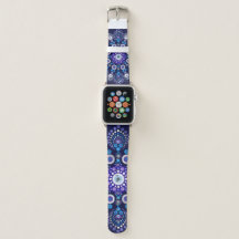 Hand Drawn Blue Jewel Dot Mandala Apple Watch Band