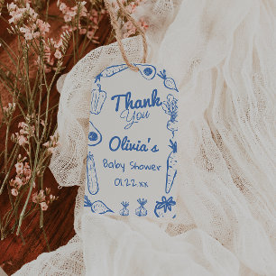 Hand Drawn Blue Locally Grown Baby Boy Shower Gift Tags