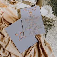 Hand Drawn Blue Orange Floral Wedding Details