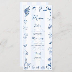 Hand Drawn Blue Stripes Italian Menu