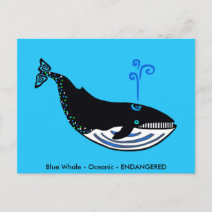 Hand drawn - Blue WHALE -Conservation - Nature Postcard
