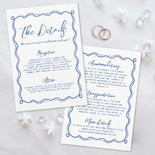 Hand Drawn Blue Whimsical Wedding Details Enclosure Card