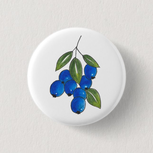 Hand Drawn Blueberries 3 Cm Round Badge (Front)