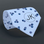 Hand Drawn Blueberries Add Initials Novelty Fruit Tie<br><div class="desc">This fun fruit pattern was created using my hand drawn mixed media blueberry illustration and makes a quirky novelty polka dot design for those that don't take life, or their socks too seriously! The muted tone on tone design gives it a slightly retro feel. Add your initials to personalise them!...</div>