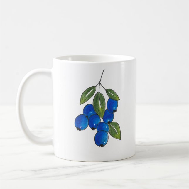 Hand Drawn Blueberries Coffee Mug (Left)