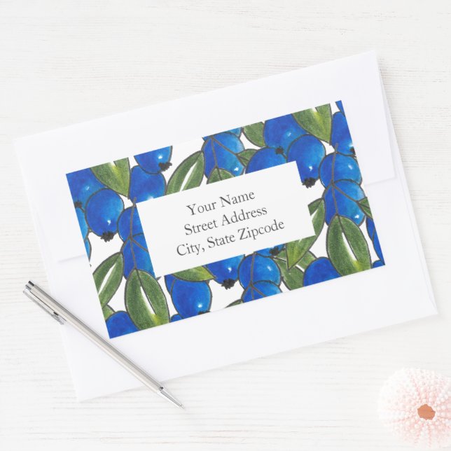 'Hand Drawn Blueberries Pattern' Labels (Envelope)
