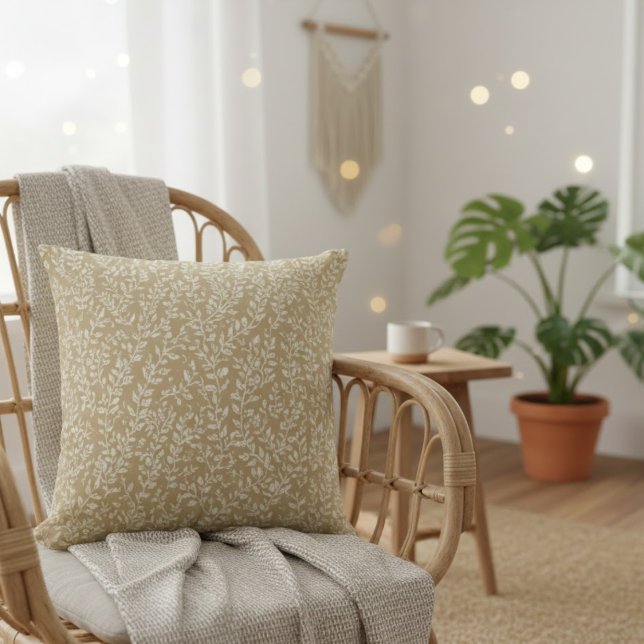 Hand Drawn Boho Leaf Pattern Cushion (Creator Uploaded)