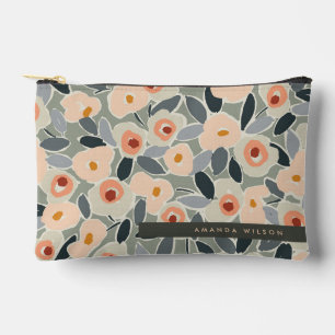 Hand-Drawn Bold Inky Floral Pattern- Sunlit Meadow Accessory Pouch