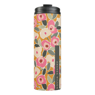 Hand-Drawn Bold Inky Floral Pattern- Sunlit Meadow Thermal Tumbler
