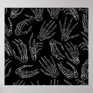 Hand-Drawn Bones, Engraving Style Background. Poster