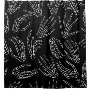 Hand-Drawn Bones, Engraving Style Background. Shower Curtain