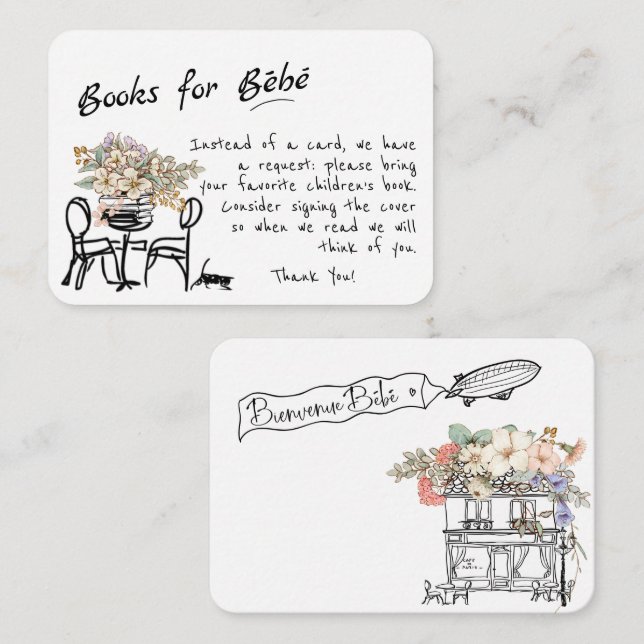 Hand Drawn Bonjour Bebe French Books for Baby Encl Enclosure Card (Front/Back)