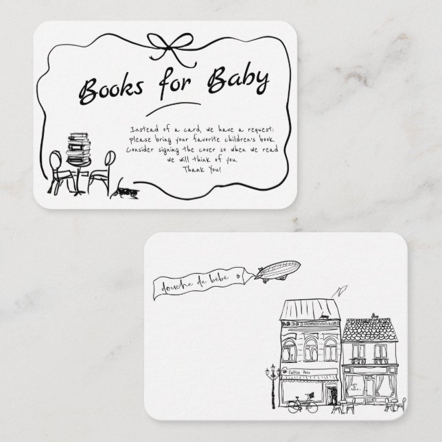 Hand Drawn Bonjour Bebe French Books for Baby Encl Enclosure Card (Front/Back)