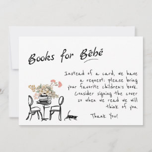 Hand Drawn Bonjour Bebe French Books for Baby Encl Invitation