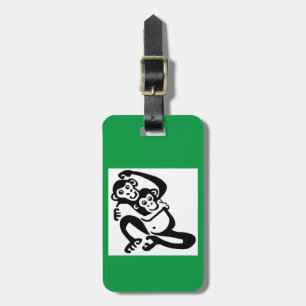 Hand drawn BONOBOS - Chimpanzee- Green Luggage Tag