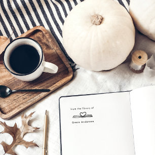 Hand-drawn Book Heart From The Library Of Self-inking Stamp