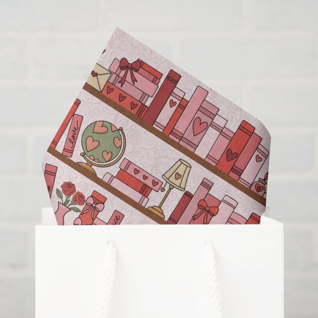 Hand Drawn Book Lover Pattern Tissue Paper (Gift Bag)
