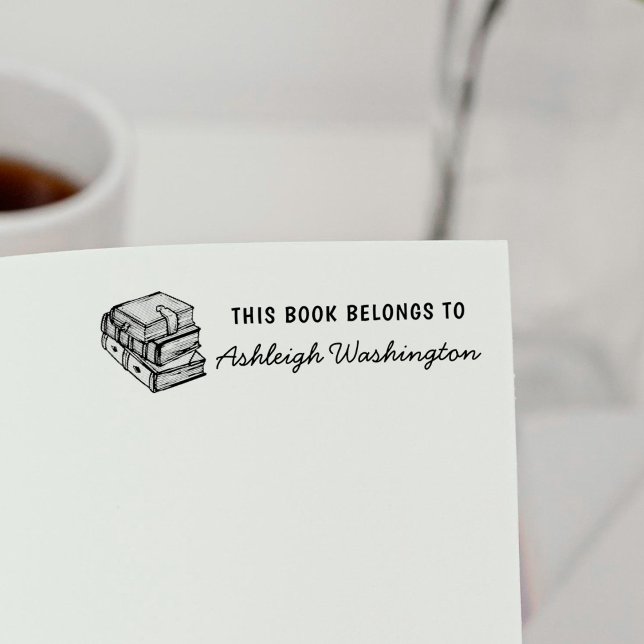 Hand-drawn Books Custom This Book Belongs To Name Self-inking Stamp (Creator Uploaded)