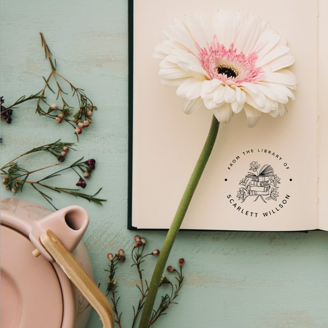 Hand-drawn Books Flowers Custom Library Of Rubber Stamp (Creator Uploaded)