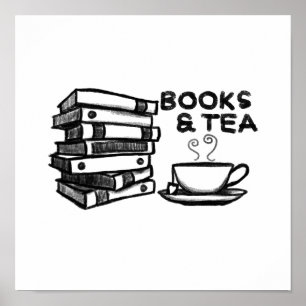 Hand drawn Books & Tea Poster