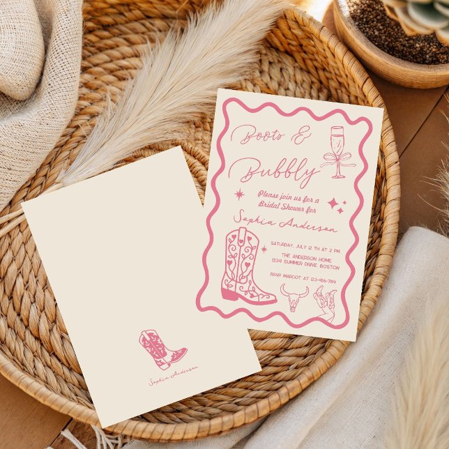 Hand drawn Boots Bubbly Rustic Bridal Shower  Invitation (Creator Uploaded)