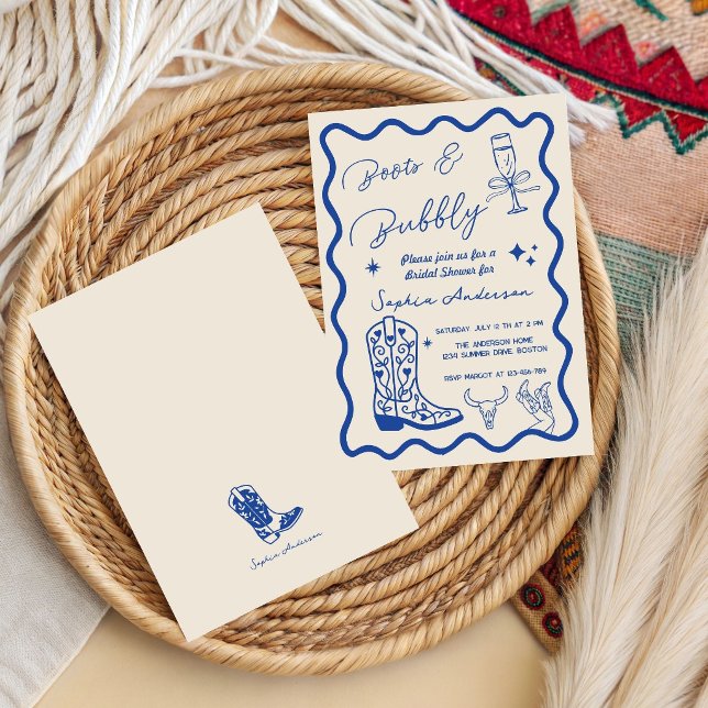Hand drawn Boots Bubbly Rustic Bridal Shower  Invitation (Creator Uploaded)