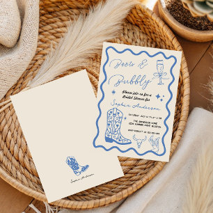 Hand drawn Boots Bubbly Rustic Bridal Shower  Invitation