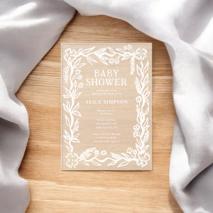 Hand Drawn Botanical Baby Shower Acrylic Invitations