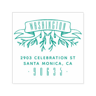 Hand-drawn Botanical Banner Return Address Self-inking Stamp