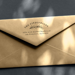 Hand-drawn Botanical Branch Family Return Address Rubber Stamp