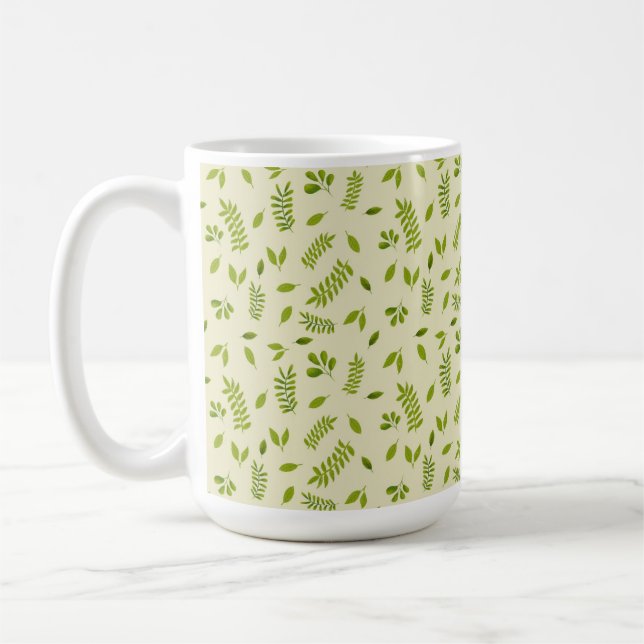 Hand-Drawn Botanical Nature Seamless Pattern  Coffee Mug (Left)
