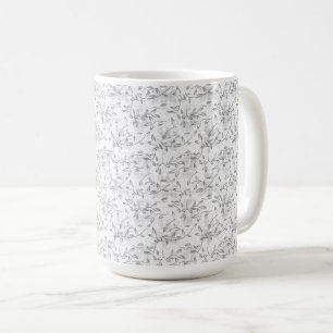 Hand-Drawn Botanical Pattern in Black and White Coffee Mug