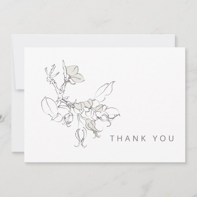 Hand-Drawn Botanical Simple Funeral Thank You (Front)